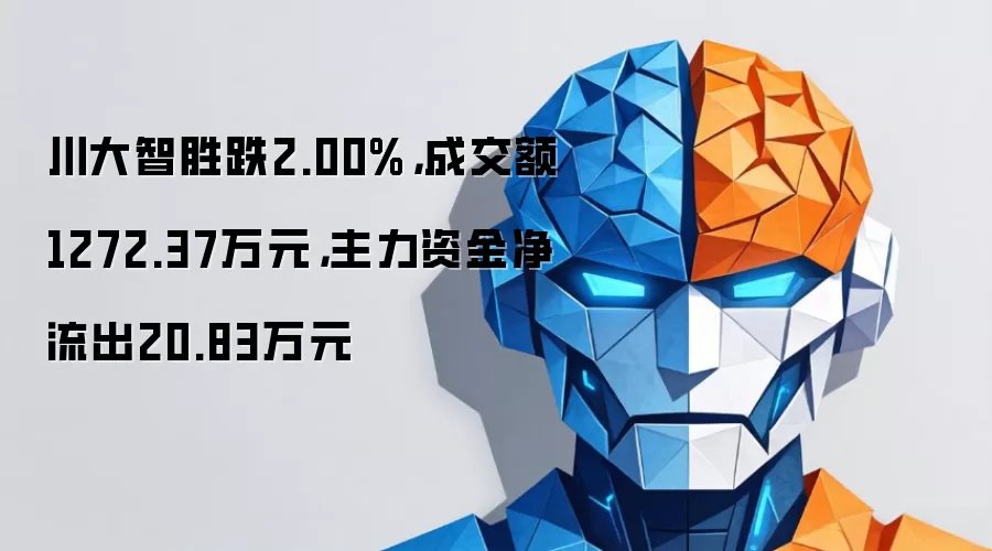 川大智胜跌2.00%,成交额1272.37万元,主力资金净流出20.83万元
