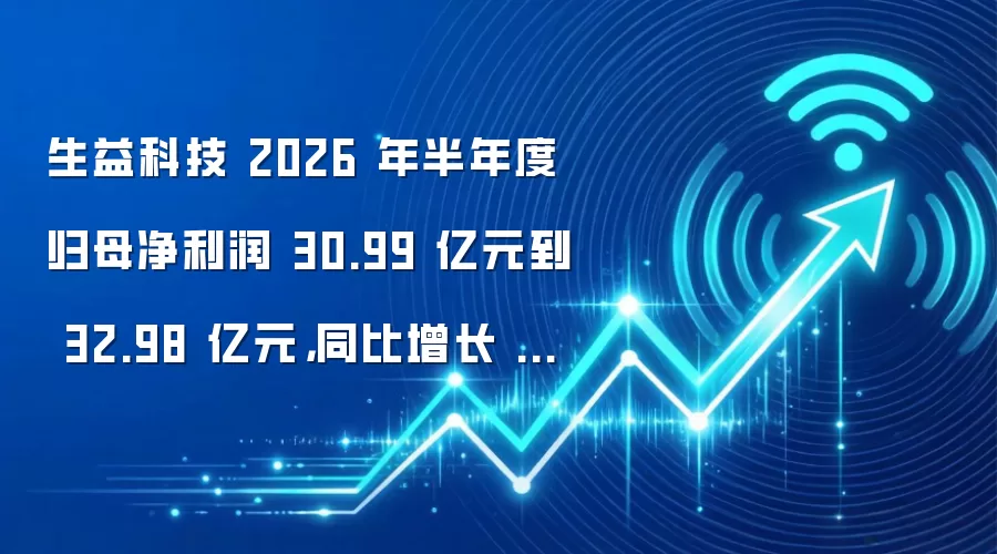 生益科技 2026 年半年度归母净利润 30.99 亿元到 32.98 亿元,同比增长 117%~131%