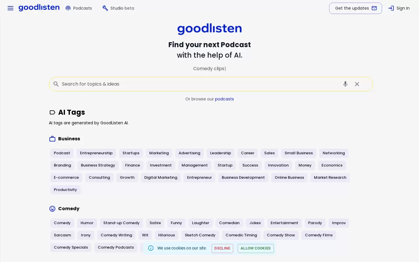 goodlisten : AI辅助寻找下一个播客