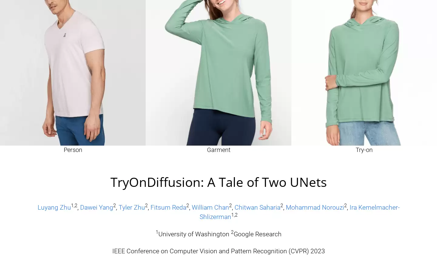 TryOnDiffusion : 虚拟试衣,生成试穿效果图