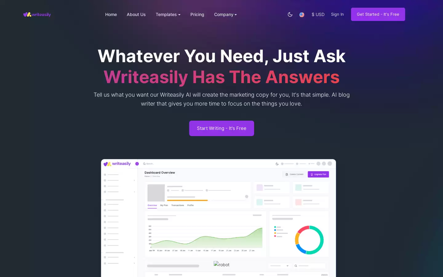 Writeasily AI : AI博客写手,让你更专注于你所热爱的事情。