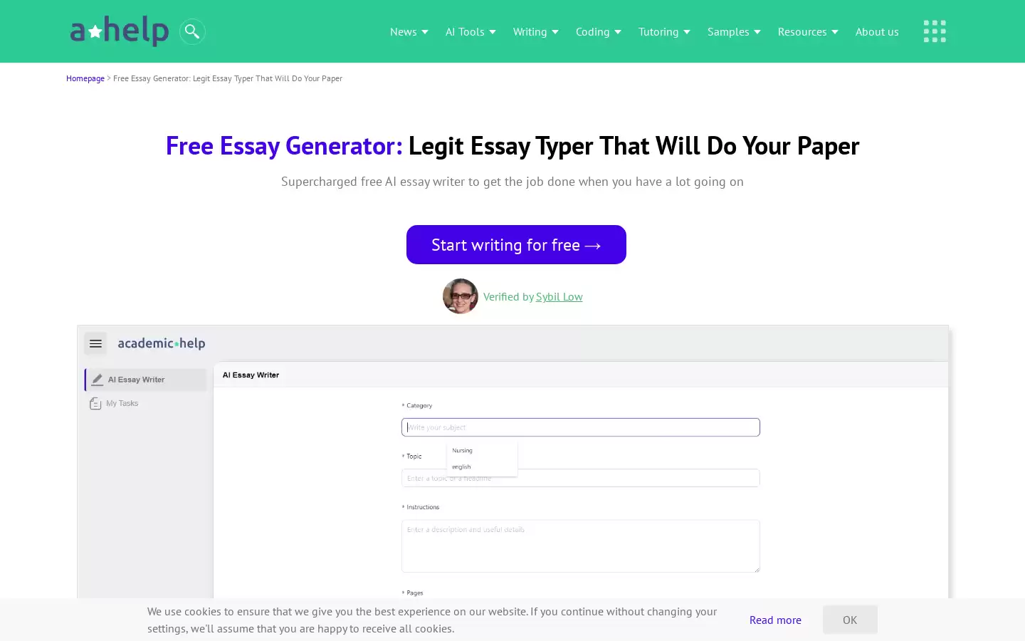 Free Essay Generator : 生成学术论文的AI写作工具