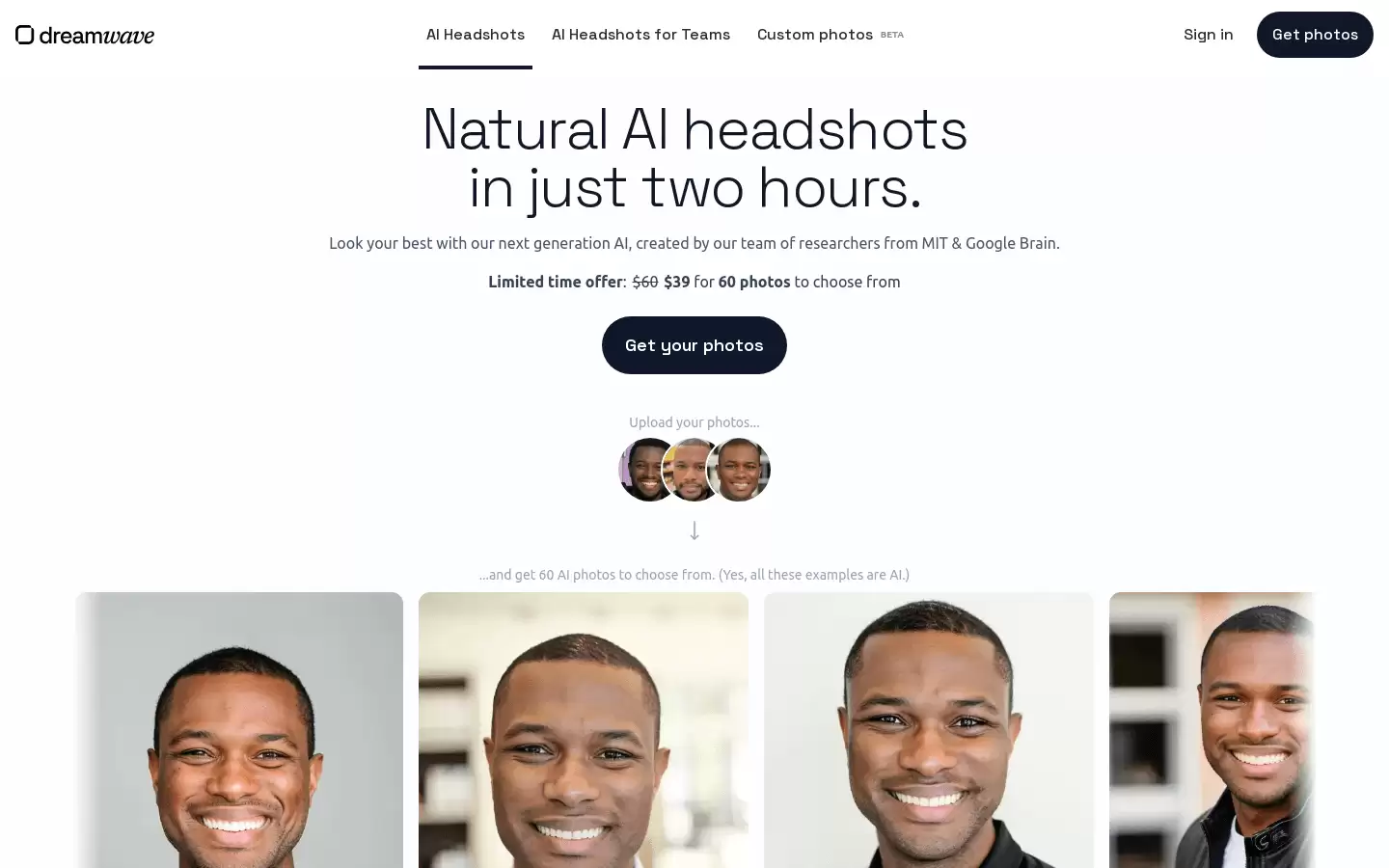 AI Headshot Generator : 自然AI头像,2小时内生成