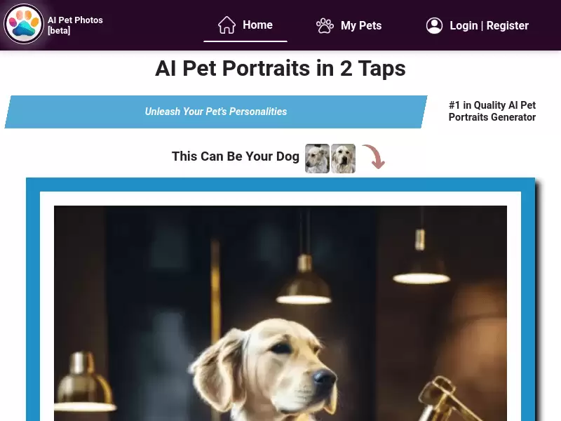 AI 宠物照片 : 2 步解锁 AI 宠物肖像，21 个不同角色，惊人质量