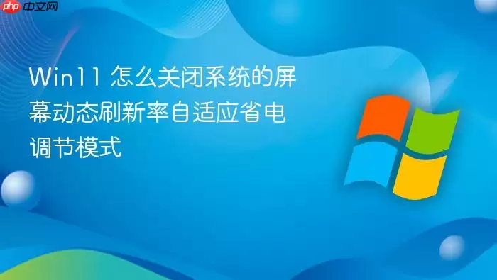 Win11 怎么关闭系统的屏幕动态刷新率自适应省电调节模式