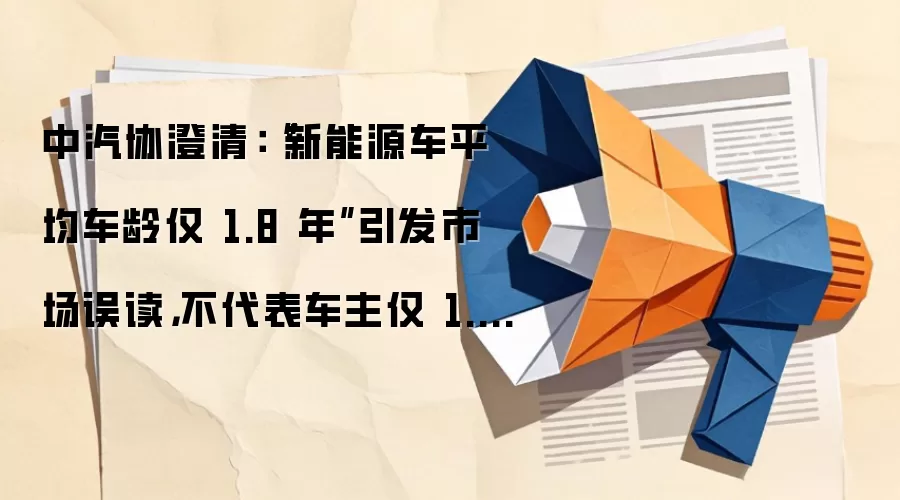 中汽协澄清：“新能源车平均车龄仅 1.8 年”引发市场误读，不代表车主仅 1.8 年就更换车辆