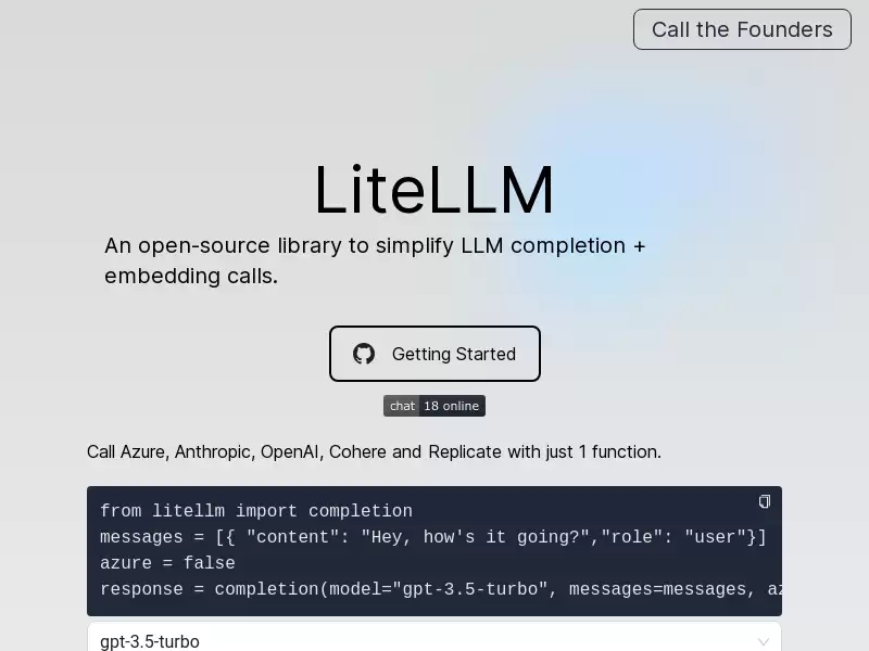 liteLLM : 简化LLM完成和嵌入调用的开源库