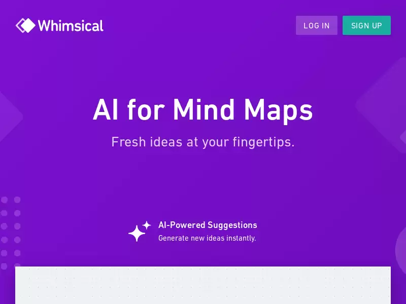 Whimsical AI : AI辅助思维导图，获得新鲜创意，克服思维障碍，快速思考