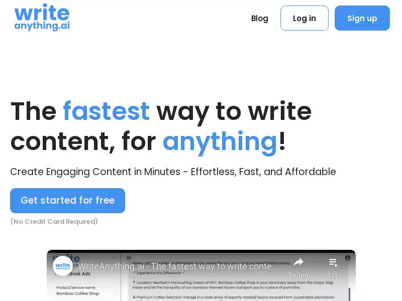 WriteAnythingAI : 快速高效的内容创作助手