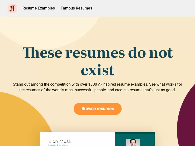 This Resume Does Not Exist : AI灵感，助你制作出色简历