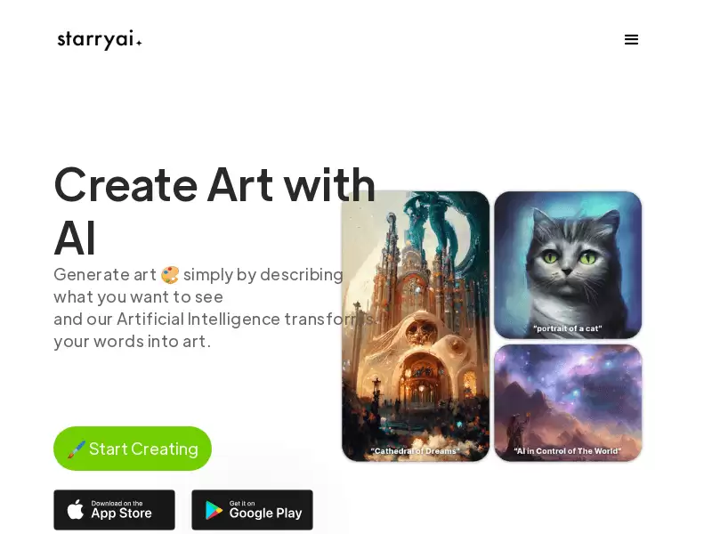 StarryAI : 输入提示，AI将文字转化为艺术作品