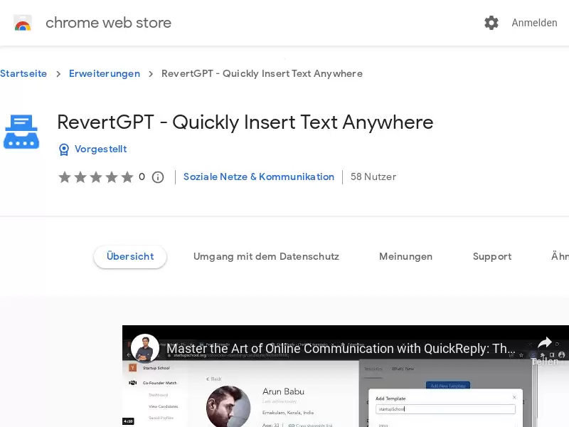 RevertGPT : 快速插入文本的Chrome插件