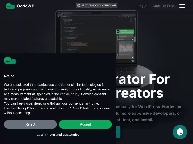 CodeWP : AI WordPress代码生成器与助手