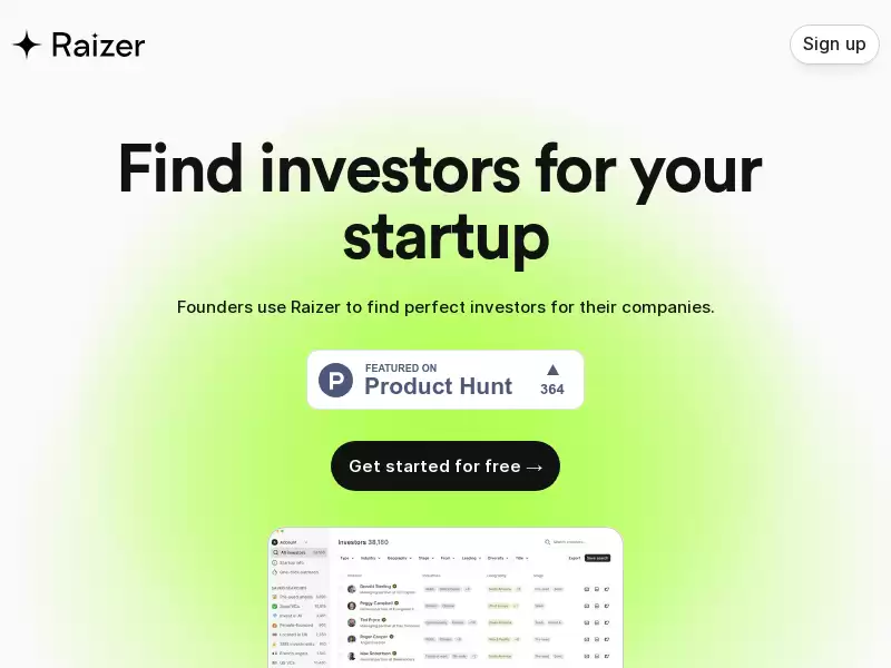 Raizer : 成功筹款从Raizer开始，为您的创业公司找到合适的投资者