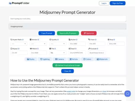 MJ Prompt Tool-专注于解决Midjourney用户面临的参数复杂、风格记忆困难等痛点