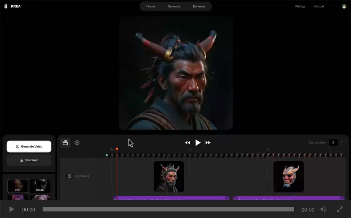 Krea Video官网-Krea Video是Krea ai推出的一款全新的视频生成工具，它结合了关键帧图像和文本提示来帮助用户制作个性化视频