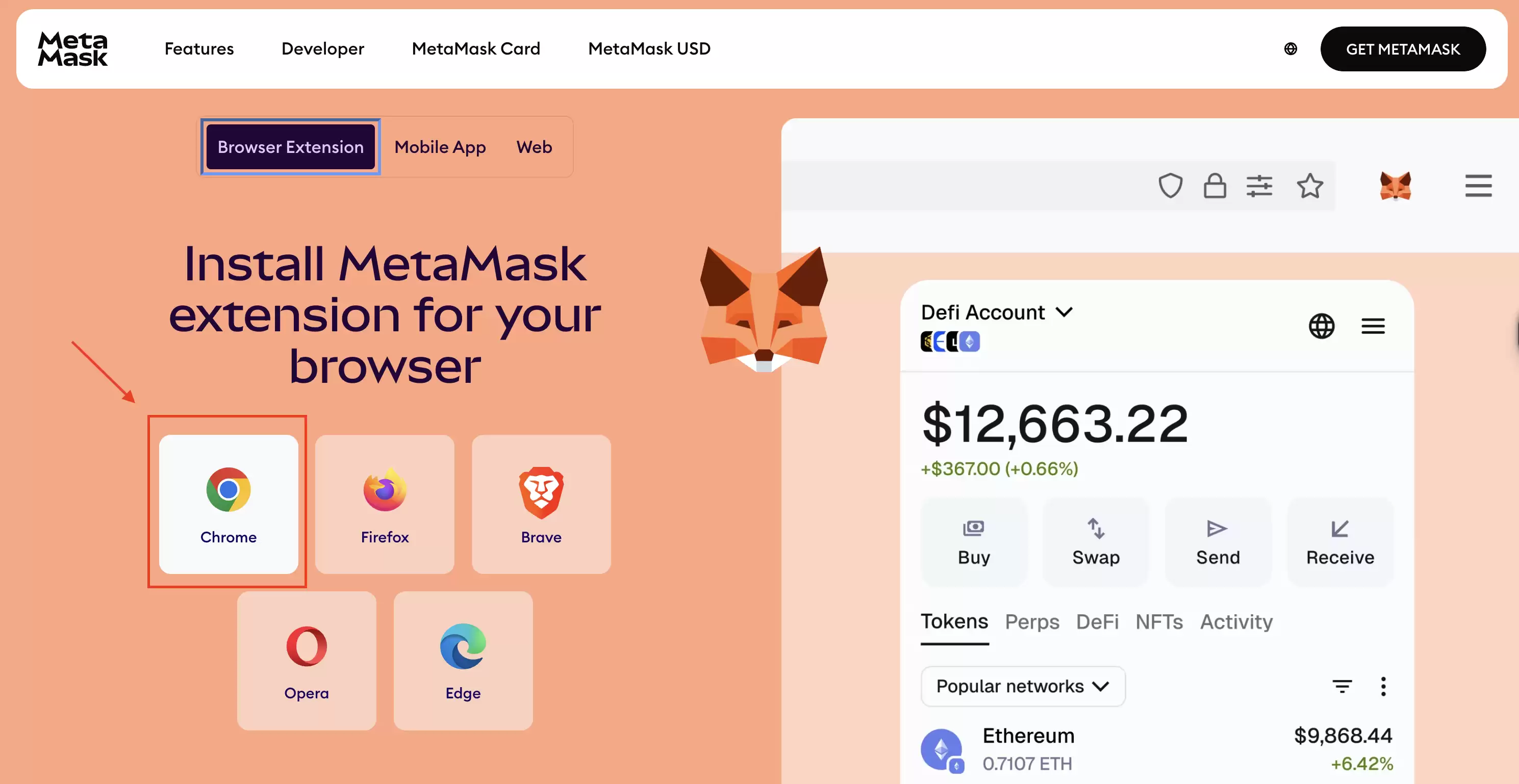 MetaMask浏览器扩展安装界面