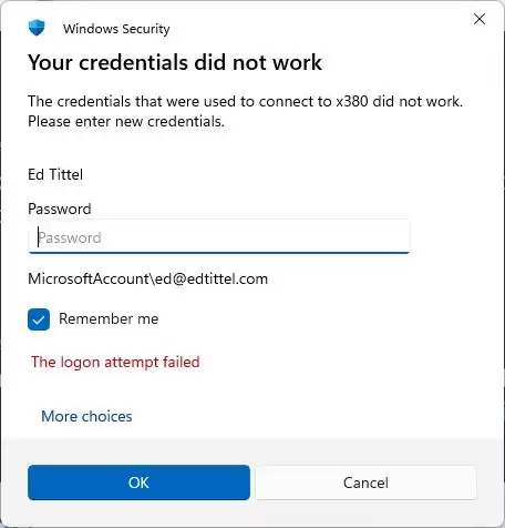 Win11/Win10远程桌面拒绝微软账号登录提示您的凭据无效的解决办法
