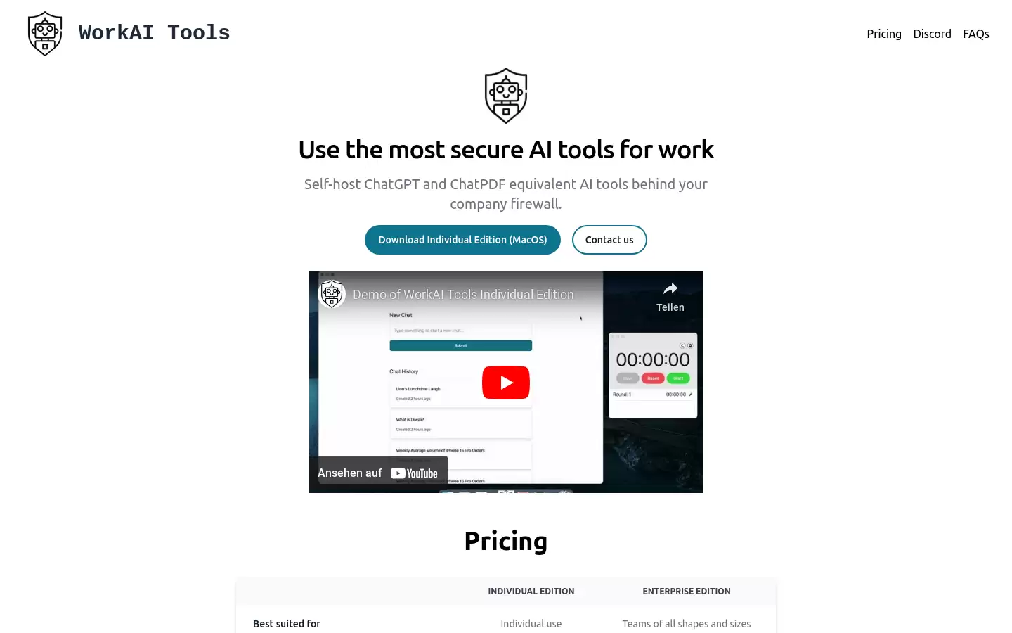 WorkAI Tools : 使用最安全的AI工具进行工作