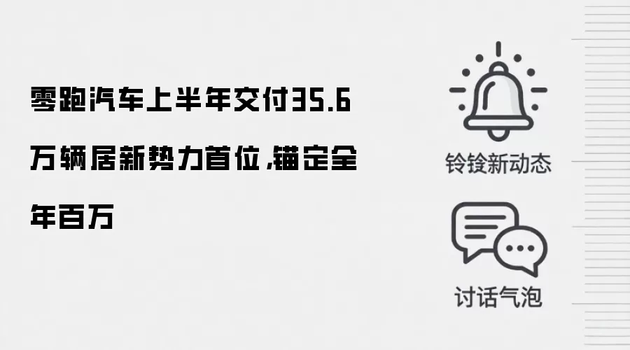 零跑汽车上半年交付35.6万辆居新势力首位,锚定全年百万