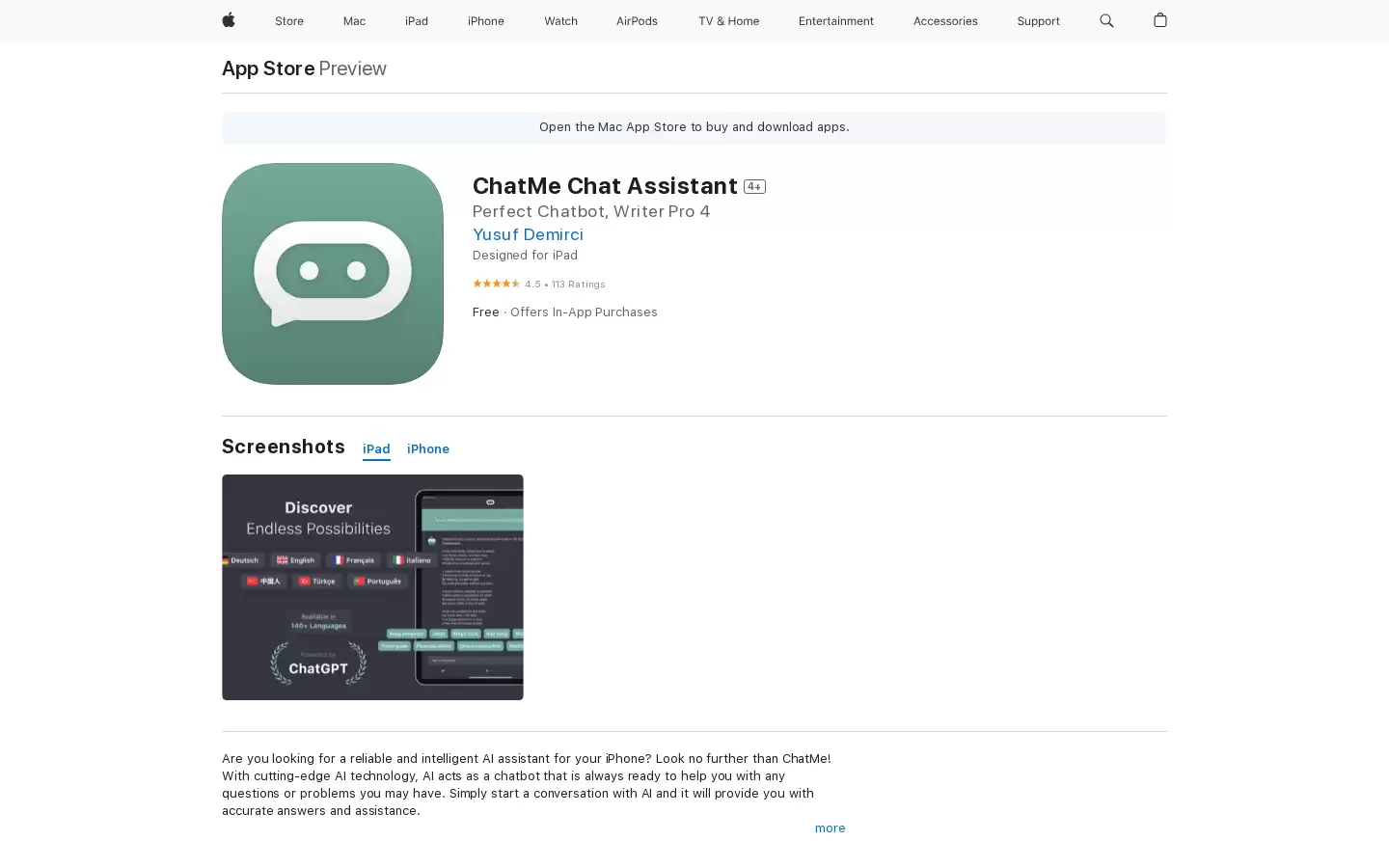 ChatMe Chat Assistant : 完美聊天机器人助手
