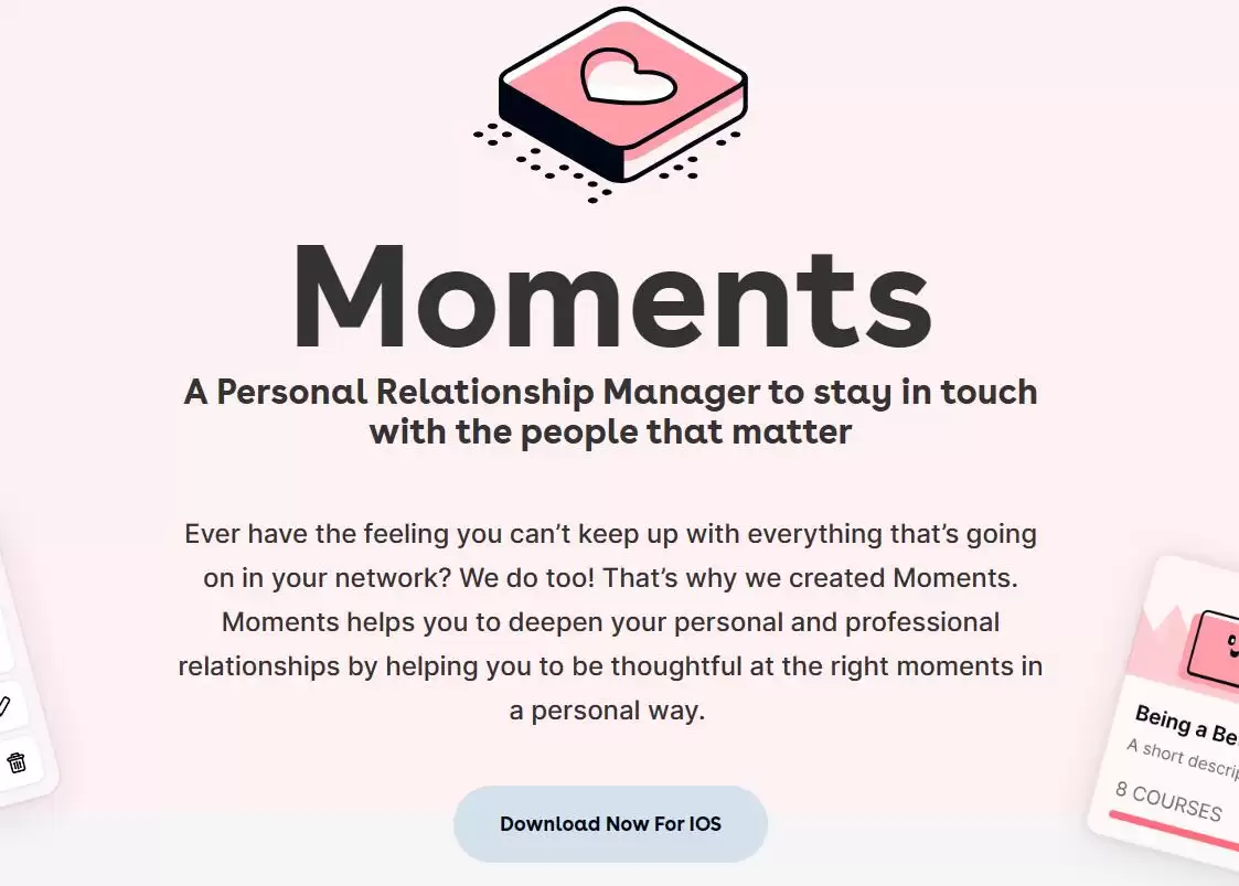 Moments : 与重要人物保持联系的个人关系管理工具