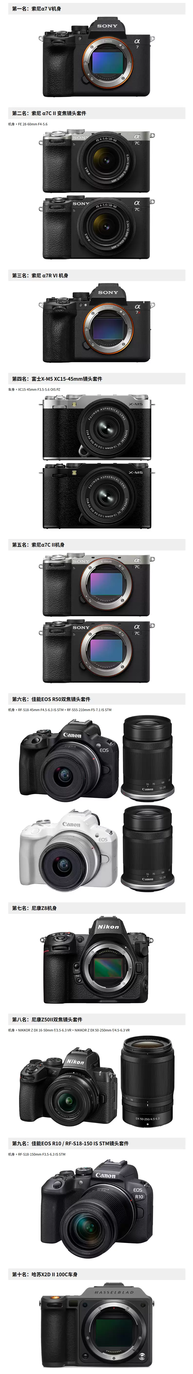 淀桥相机公布6月下半月十大畅销相机排名 索尼α7R VI登顶 淀桥相机公布6月下半月十大畅销相机排名 索尼α7R VI登顶