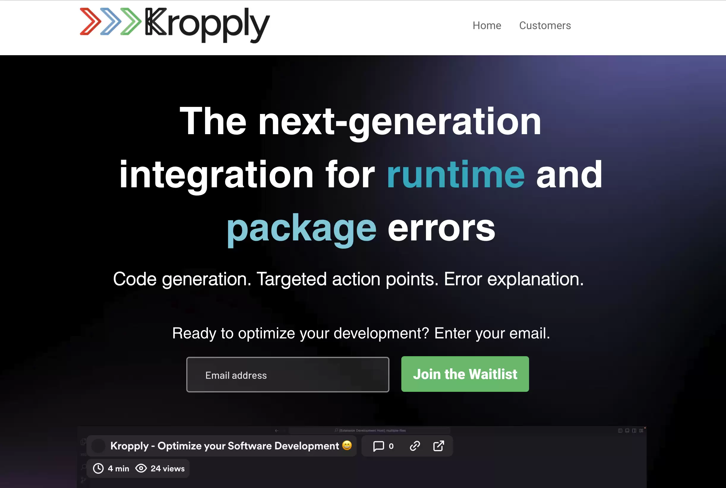 Kropply : 集成运行时和包错误的下一代解决方案
