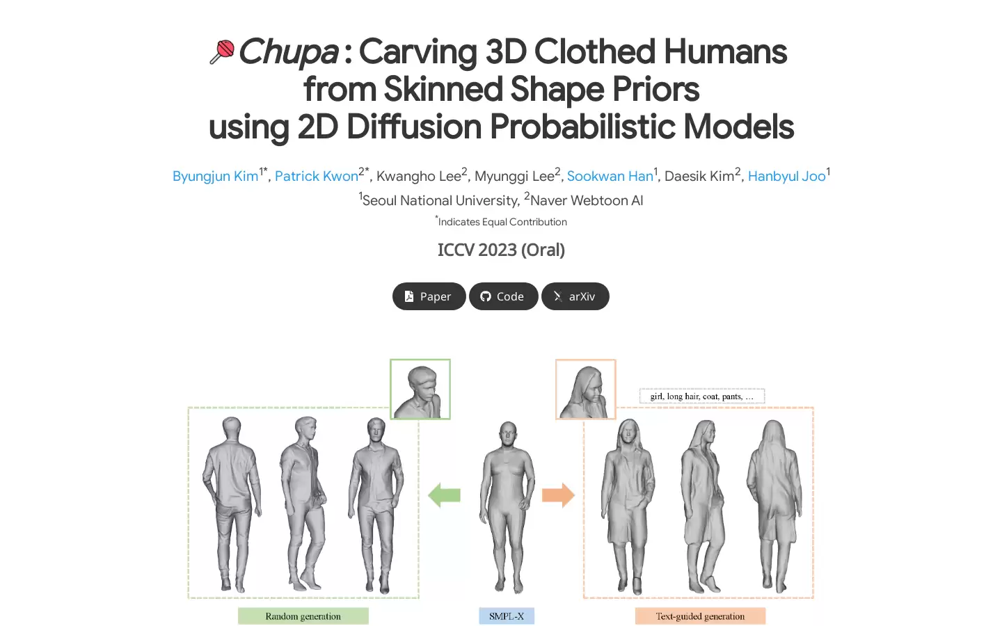 Chupa : 用扩散模型生成细节丰富的3D人类网格