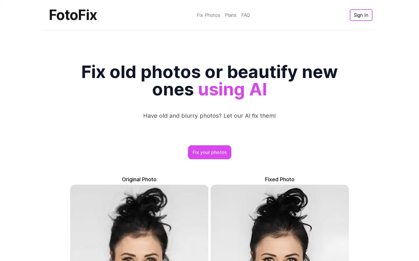 FotoFix : AI修复老照片或美化新照片