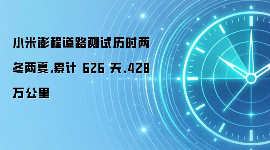 小米澎程道路测试历时两冬两夏,累计 626 天、428 万公里