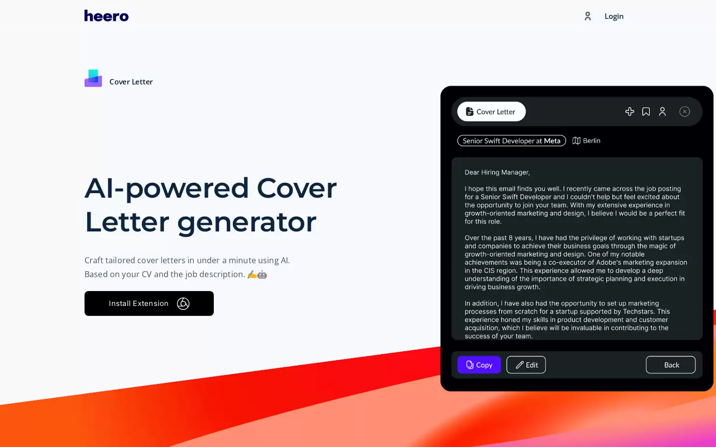 HEERO COVER LETTER : AI驱动的求职信生成器