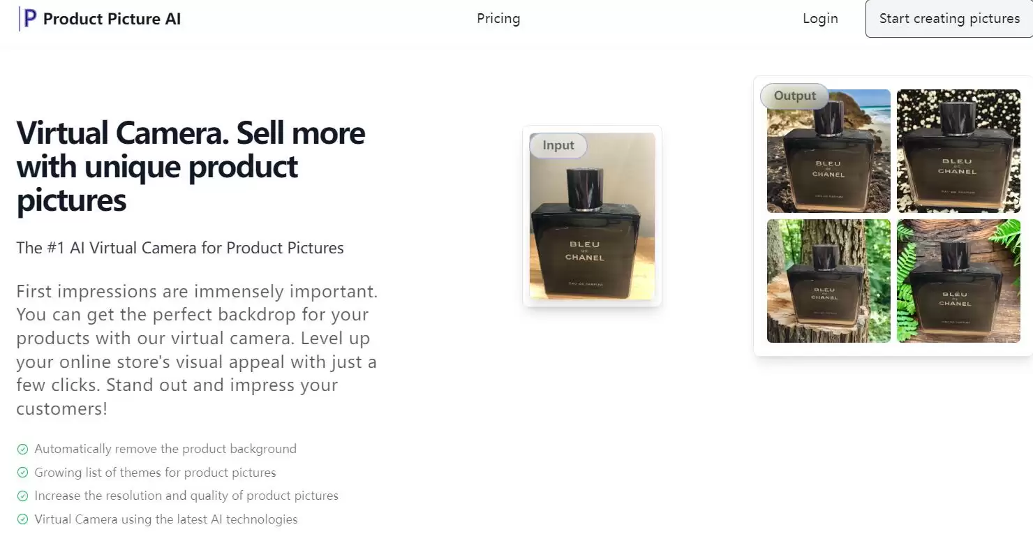 Product Picture AI : 虚拟相机。用独特的产品图片提高销量