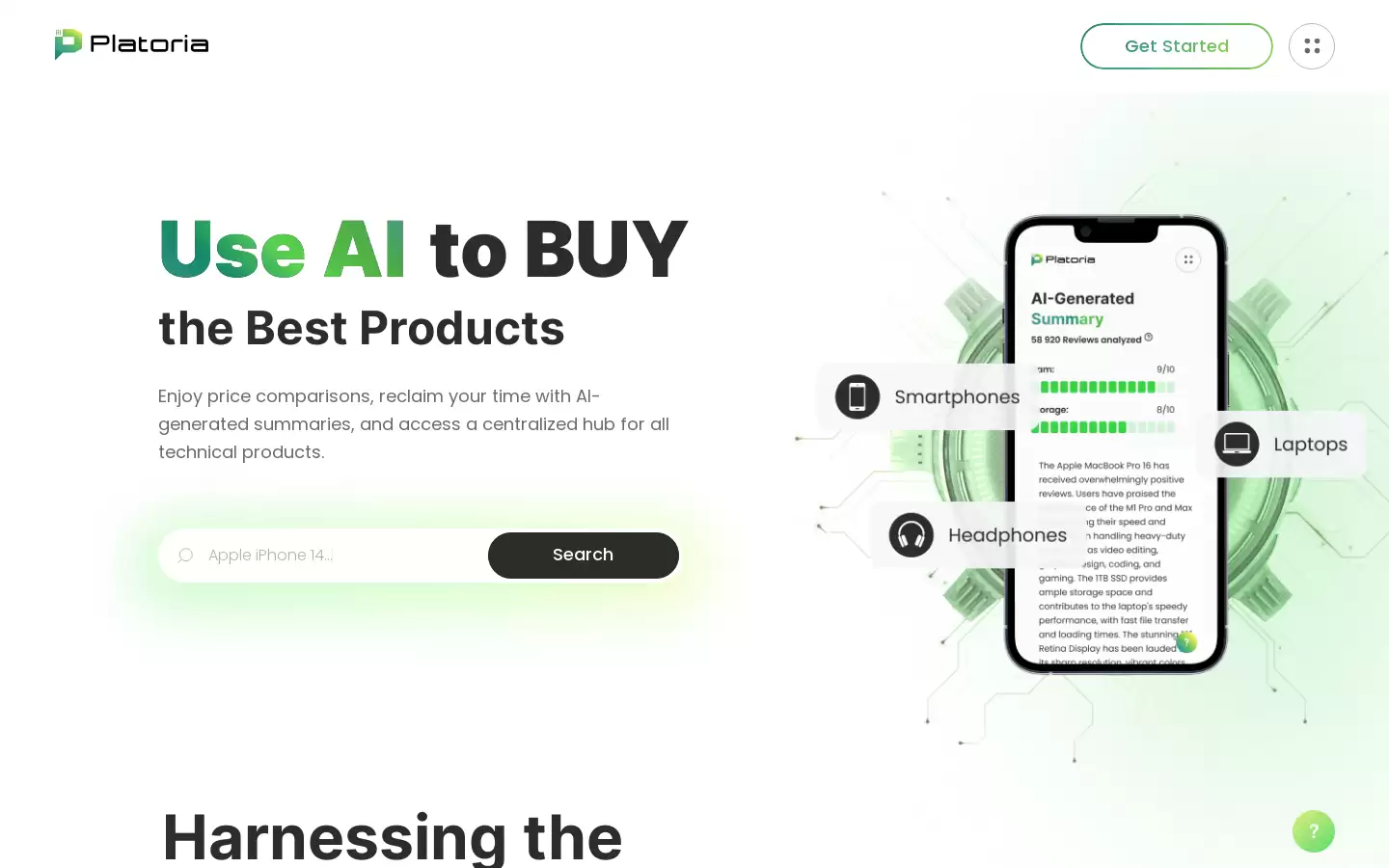 Platoria : AI购物助手，比较价格、生成摘要、集中管理技术产品