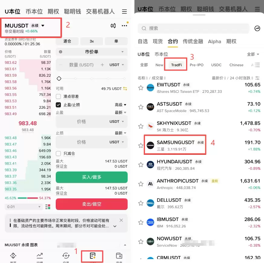 币安APP合约做多做空三星电子(Samsung)怎么操作?2026完整操作教程