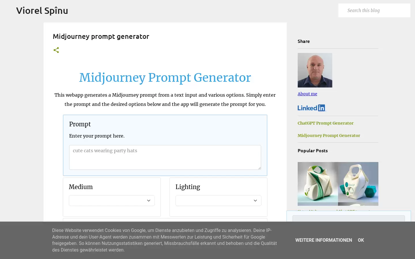 Midjourney Prompt Generator : 生成Midjourney提示的Web应用程序