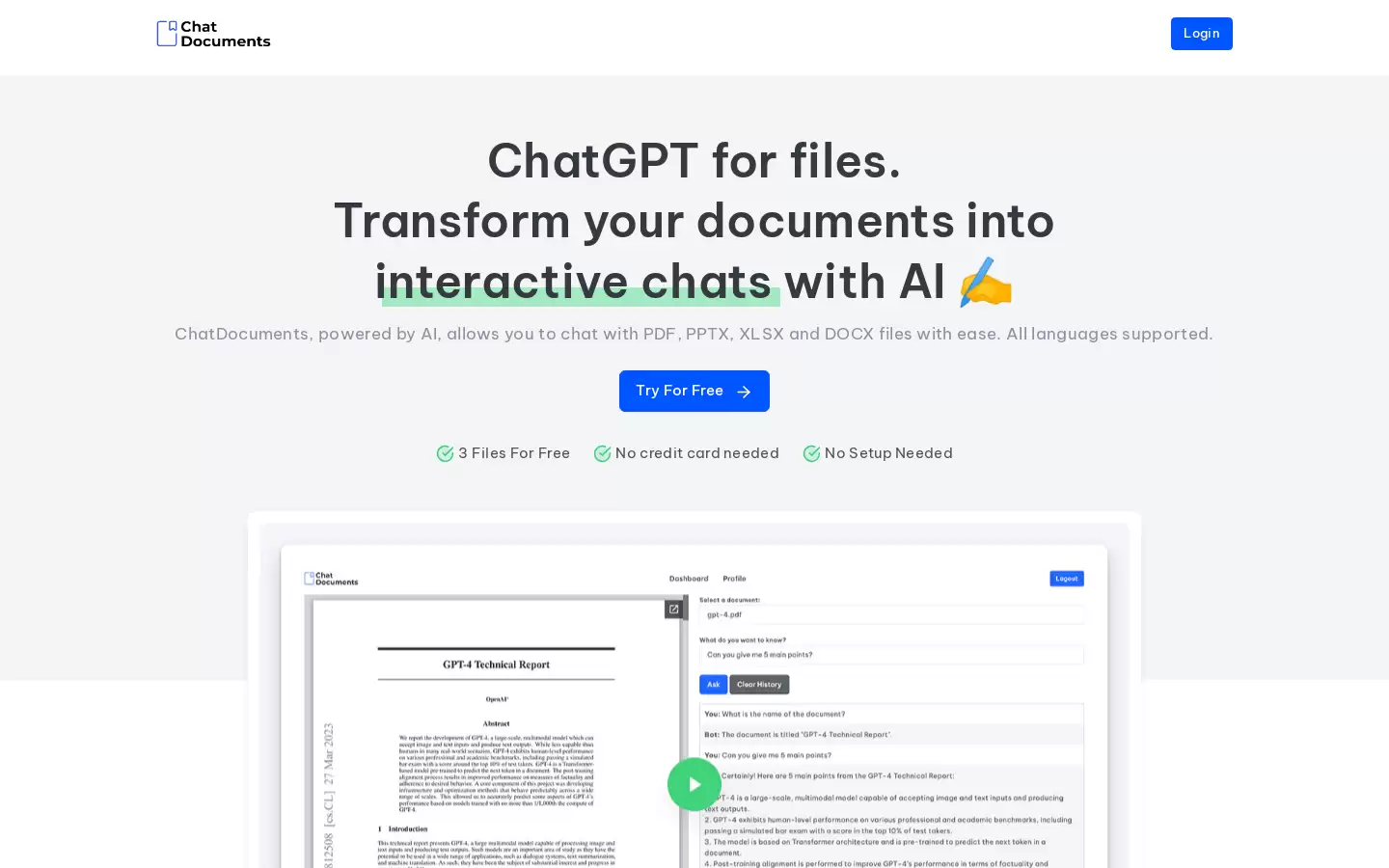 Chat Documents : AI聊天阅读文档