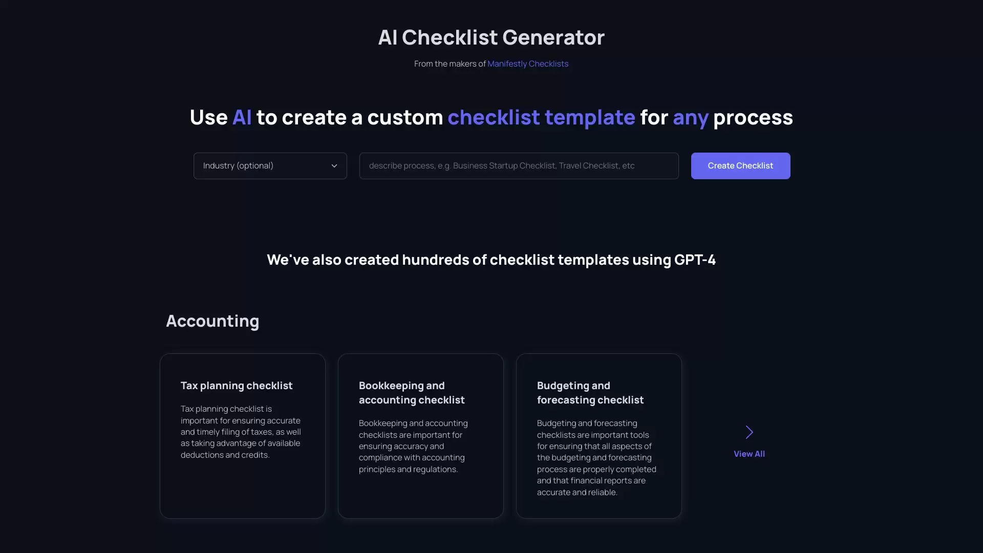 Checklistgenerator AI : 使用AI生成自定义清单模板