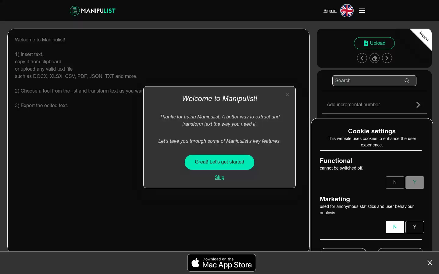 Manipulist : 一款在线文本转换、提取和操作工具