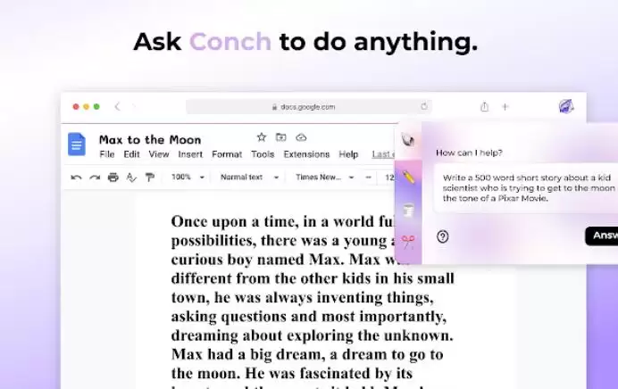 Conch AI : AI写作助手，任何地方都能写得更快