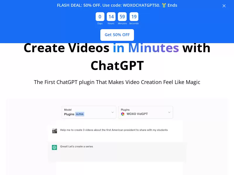 WOXO VidGPT : 让视频创作变得轻松快捷的ChatGPT插件