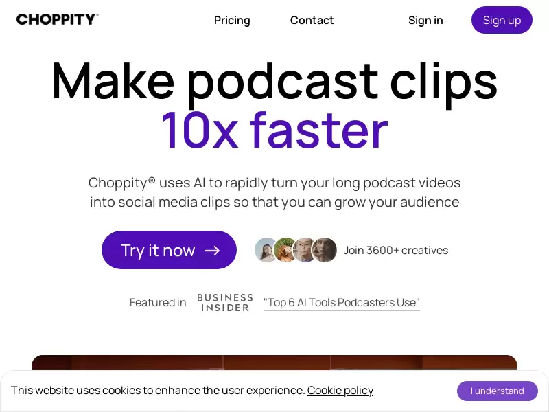 Choppity : AI快速将播客视频制作成社交媒体短视频