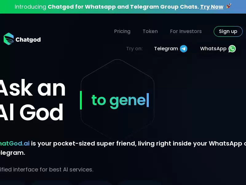 ChatGod : 将最先进的AI聊天直接引入您的Whatsapp和Telegram。