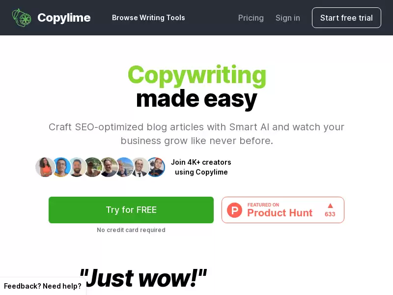 Copylime : 一键生成1000+字博客文章