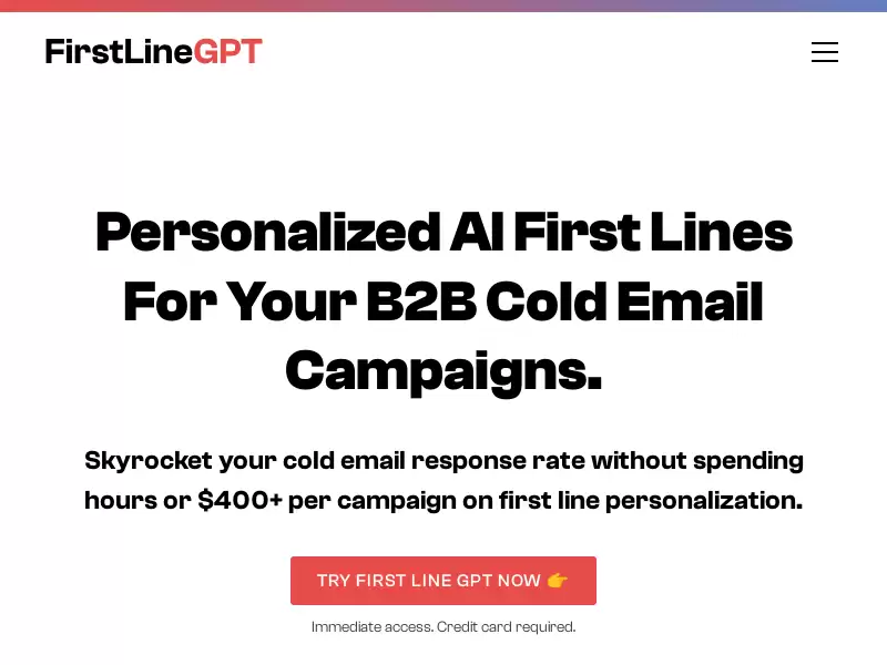 First Line GPT : 每月49美元,获得3000个个性化首行