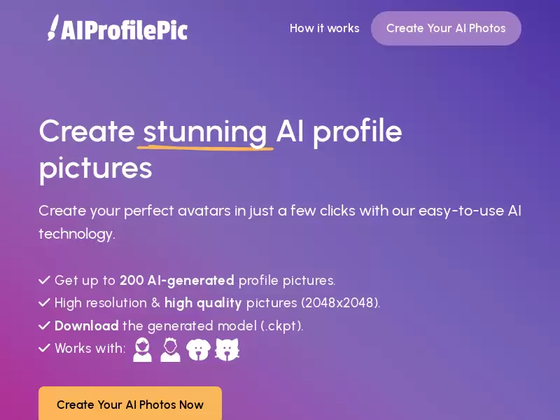 AIprofilepic : 使用AI创造令人惊艳的头像
