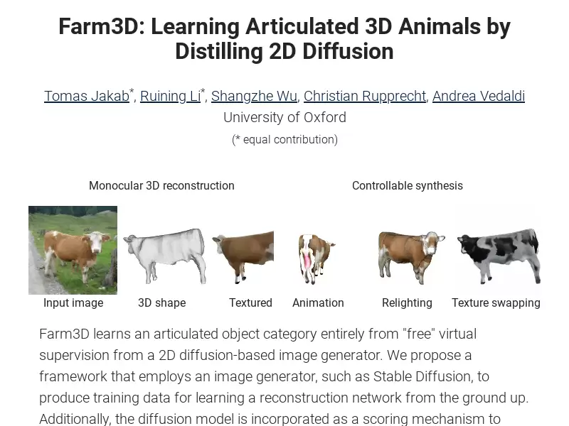 Farm3D : 一键生成3D模型