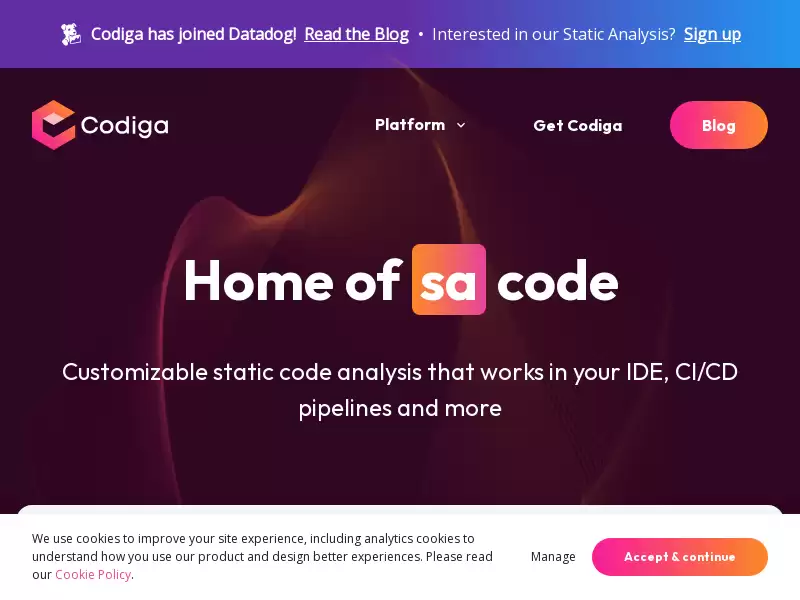 Codiga : Codiga: 静态代码分析，随时修复代码！