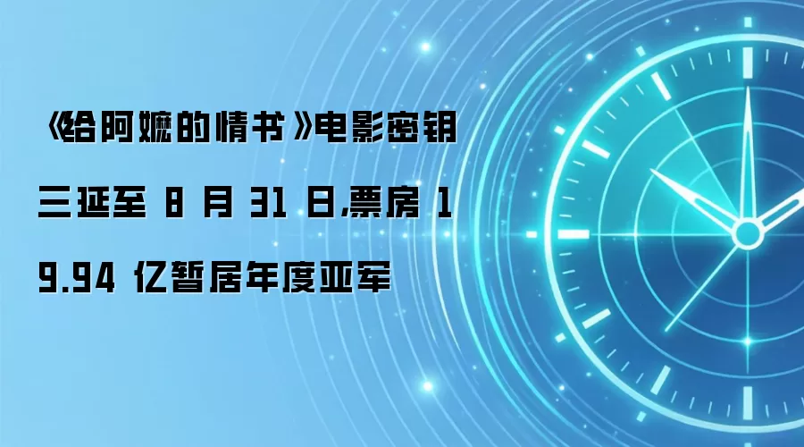 《给阿嬷的情书》电影密钥三延至 8 月 31 日,票房 19.94 亿暂居年度亚军
