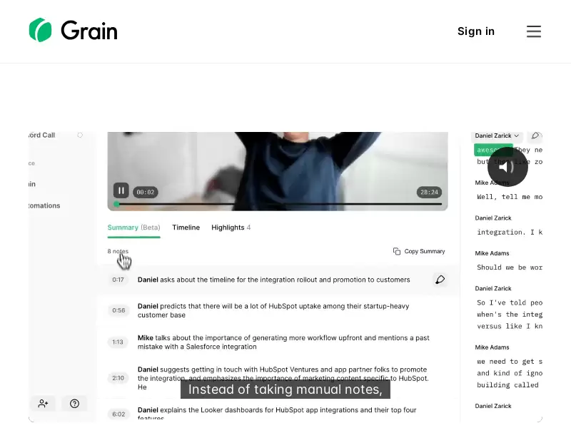 Grain : 智能会议记录和洞察捕捉工具